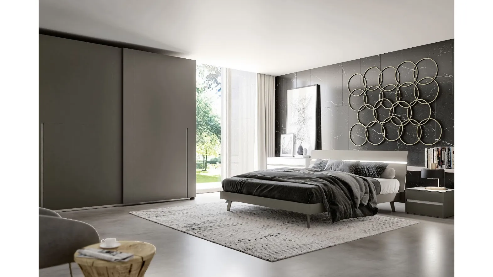 Letto con testiera illuminata Line Led di S75