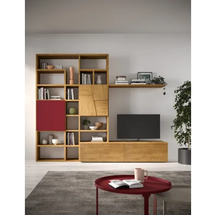 Libreria a muro in legno e laccato Mixer 01B di FGF Mobili