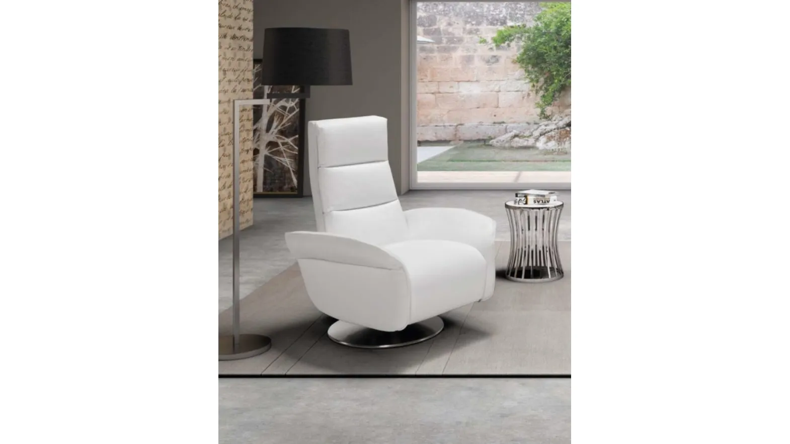 Poltrona relax con testiera regolabile e base in metallo Bruxelles Swivel di Spaziorelax