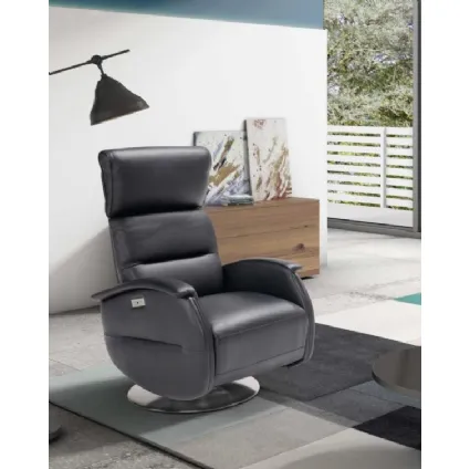 Poltrona relax con testiera regolabile Ginevra Swivel di Spaziorelax