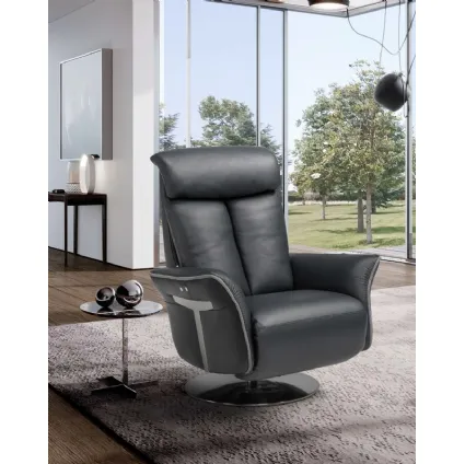 Poltrona relax in pelle con seduta assistita Venus Swivel di Spaziorelax