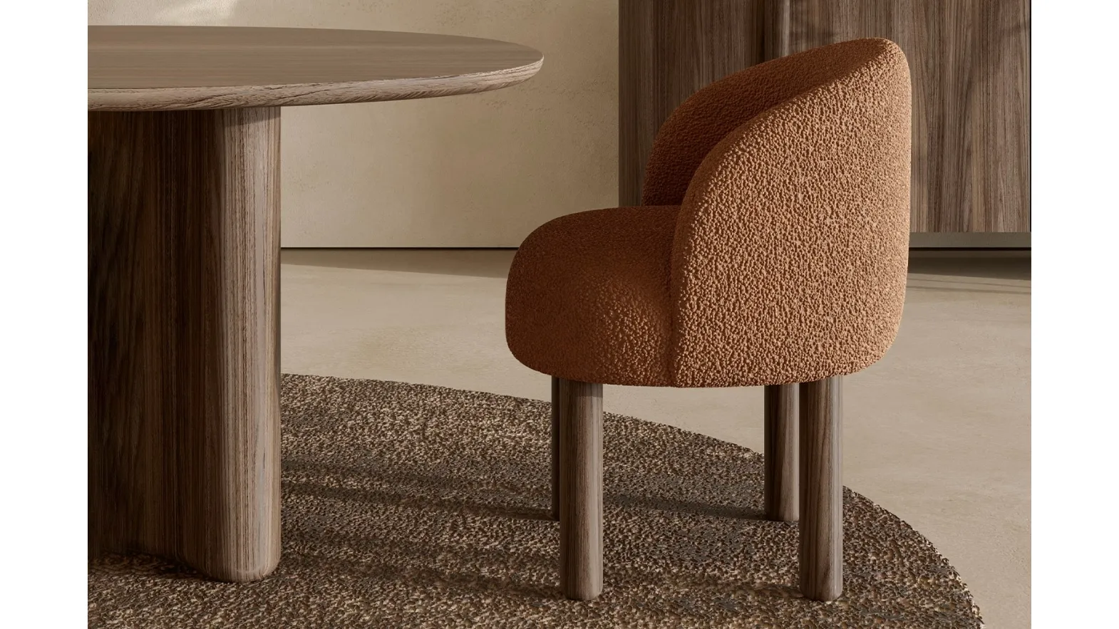 Sedia in tessuto con gambe in frassino Pebble di Nature Design