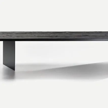 Tavolo ILL Metal in legno secolare nero e base in metallo di Nature Design