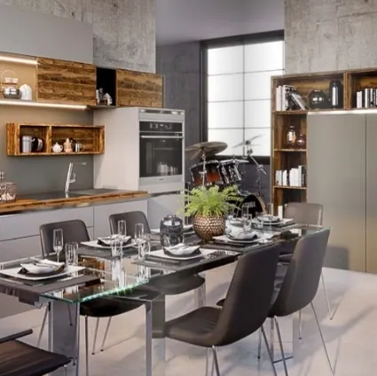 Cucina Moderna in linea stile industrial Led Grigia di Life Cucine