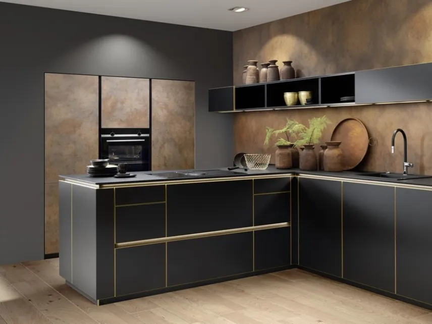 Cucina Design con penisola Flair Ferro di Nolte