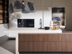 Cucina Design con penisola Neoleaf Noce di Nolte