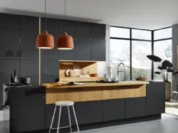 Cucina Design con isola Nova Lack Grafite di Nolte